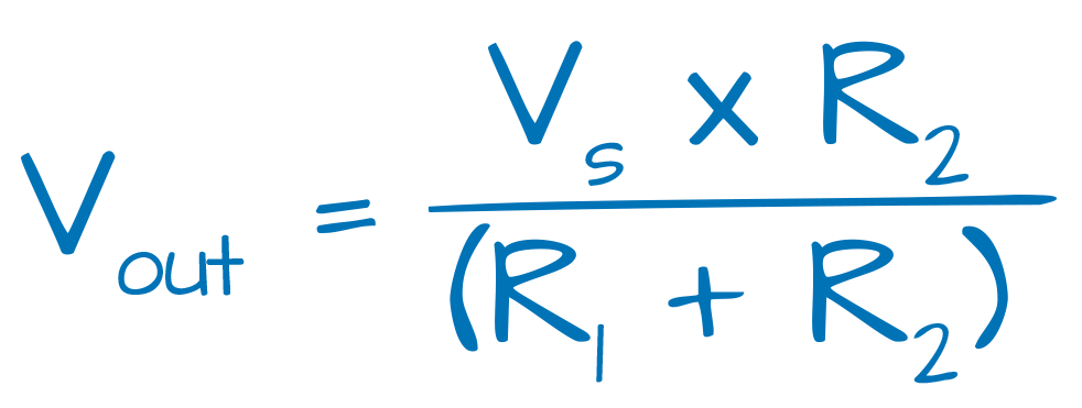 Votage Divider Formula: Vout = Vs*R2/(R1+R2)